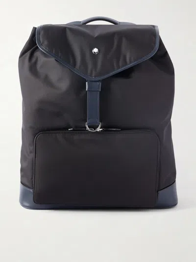 Montblanc Panorama Leather-trimmed Shell Backpack In Black