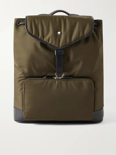 Montblanc Panorama Leather-trimmed Shell Backpack In Green
