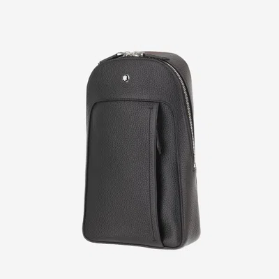 Montblanc Pebbled Leather Shoulder Bag In Black