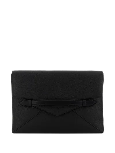 Montblanc Pebble-leather Envelope Clutch Bag In Black