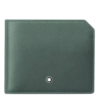 Montblanc Pewter Leather Soft Wallet 6cc In Green