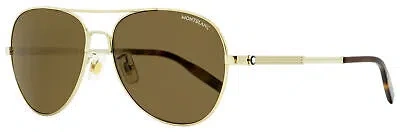Pre-owned Montblanc Pilot Sunglasses Mb0027s 008 Gold/havana 60mm 0027 In Brown
