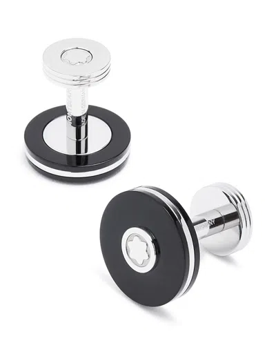 Montblanc Pix Stainless Steel And Resin Cufflinks In Black