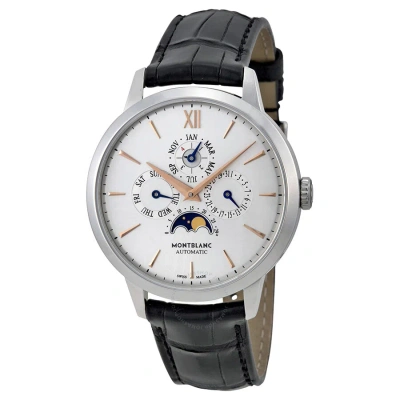 Montblanc Meisterstuck Heritage White Silver-coloured Bombe Dial Unisex Watch 110715 In Black / Gold Tone / Rose / Rose Gold Tone / Silver / White
