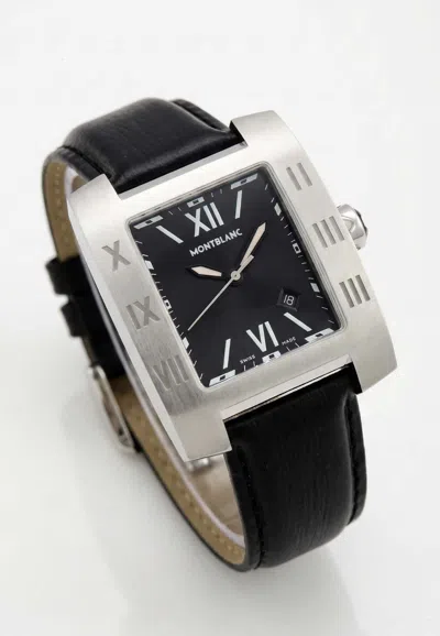 Montblanc Profile Rectangular Stainless Steel Watch In Black