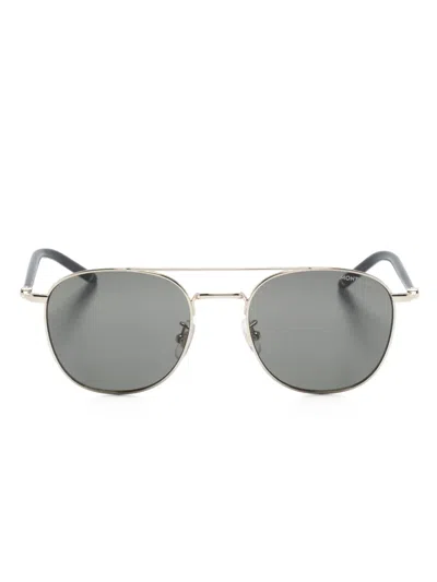 Montblanc Raised-bridge Square-frame Sunglasses In Gold