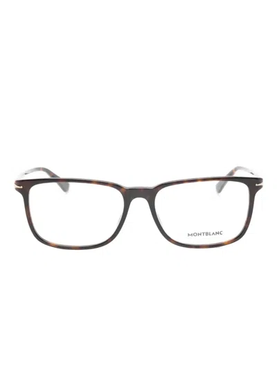 Montblanc 长方形镜框眼镜 In Brown