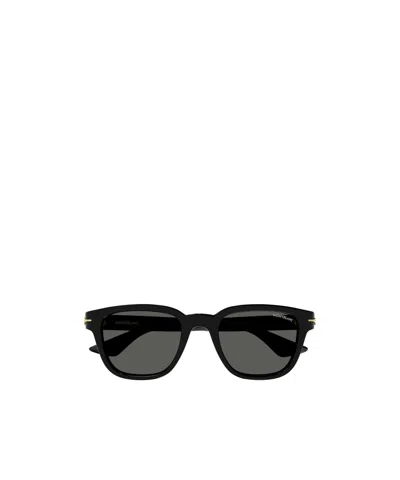 Montblanc Rectangle-frame Logo Sunglasses In Black