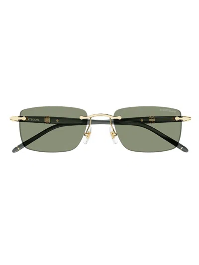Montblanc Rectangle Frame Sunglasses In Gold