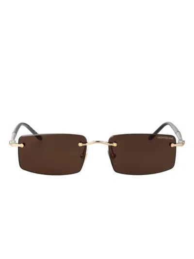 Montblanc Rectangle-frame Sunglasses In Brown
