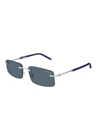 Montblanc Rectangle-frame Sunglasses In Blue