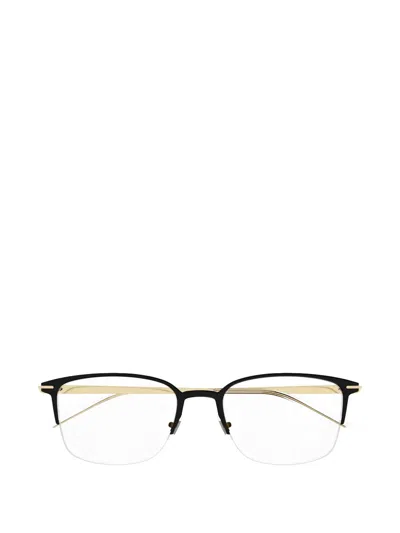 Montblanc Rectangle Half-rim Glasses In Black