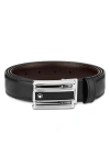 Montblanc Rectangular Cut-out Buckle Reversible Leather Belt In Black/brown