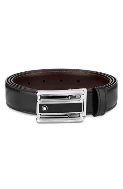 MONTBLANC MONTBLANC RECTANGULAR CUT-OUT BUCKLE REVERSIBLE LEATHER BELT
