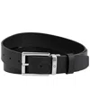 Montblanc Rectangular Shiny Palladium Coated Pin Buckle Men's Belts 126028 In Black
