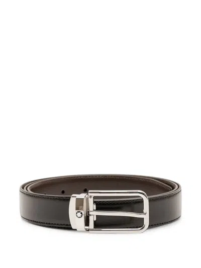 Montblanc Rectangular-buckle Leather Belt In Brown