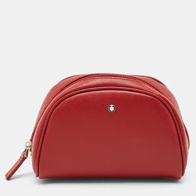 Pre-owned Montblanc Red Leather La Vie De Boheme Cosmetic Pouch