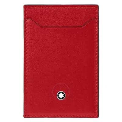 Montblanc Red Leather Meisterstuck Pocket Holder In Gray