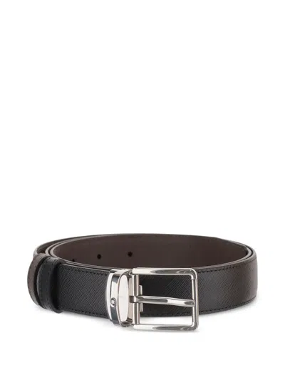 Montblanc Reversible Two Tone Leather Belt In Brown