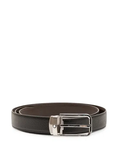 Montblanc Reversible Cross-grain Belt In Brown