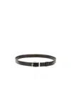 Montblanc Horseshoe Shiny Palladium Finish Pin Buckle Belt In Black