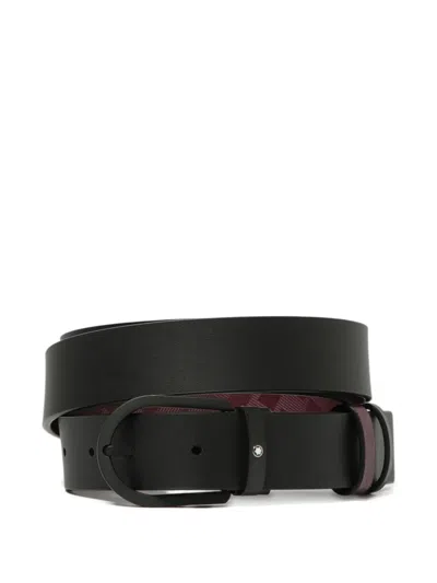Montblanc Reversible Leather Belt In Black
