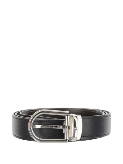 Montblanc Reversible Leather Belt In Black