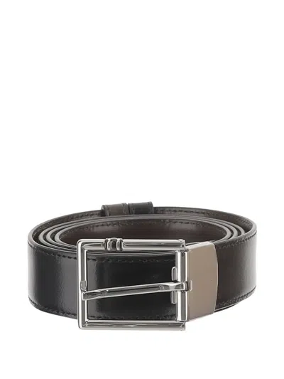 Montblanc Reversible Leather Belt In Black