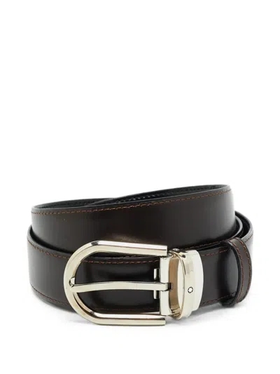 Pre-owned Montblanc Reversible Leather Belt In Brown