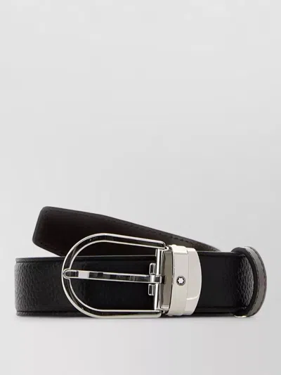 Montblanc Reversible Leather Belt Textured Adjustable Length In Black
