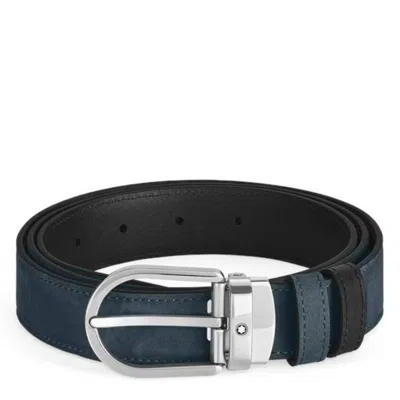 Montblanc Reversible Leather Horseshoe Belt In Blue