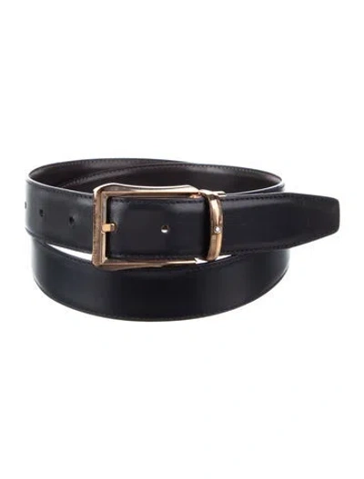 Pre-owned Montblanc Reversible Leather Waist Belt In Black