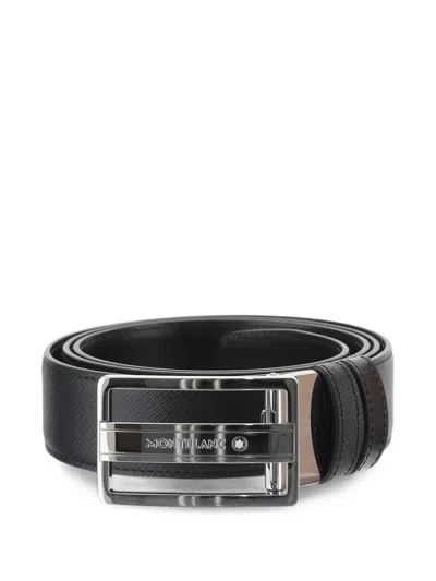 Montblanc Reversible Logo-buckle Belt In Black