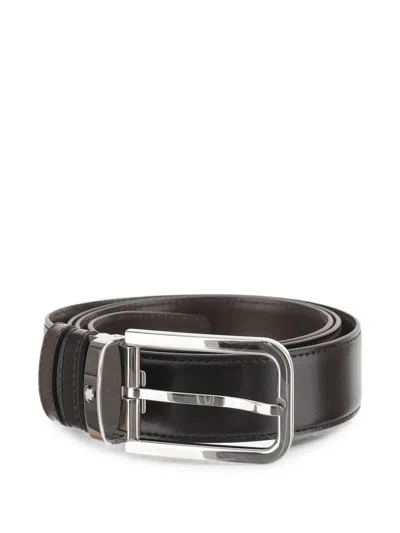 Montblanc Reversible Logo-plaque Belt In Brown