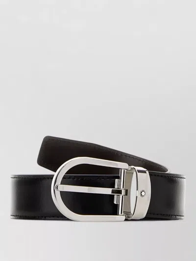 Montblanc Reversible Smooth Finish Leather Mens Belt In Black