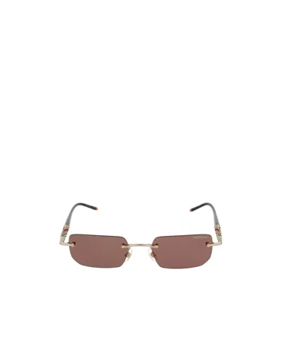 Montblanc Rimless Rectangle-frame Sunglasses In Brown