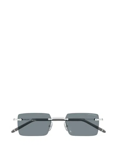 Montblanc Rimless Rectangle-frame Sunglasses In Gray