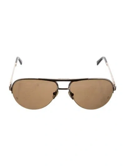 Pre-owned Montblanc Rockstud Accents Aviator Sunglasses In Gold