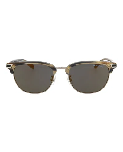 Montblanc Round-frame Acetate Sunglasses In Brown