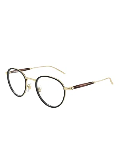 Montblanc Round-frame Glasses In Burgundy
