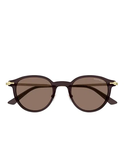 Montblanc Round-frame Sunglasses In Blue