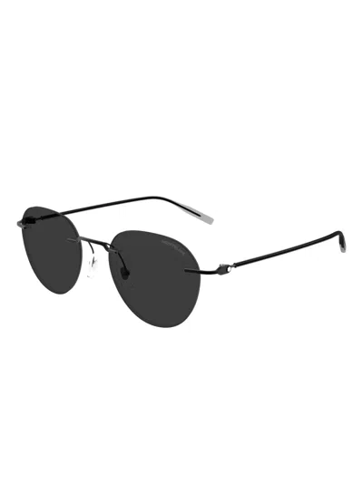 Montblanc Round-frame Sunglasses In Black