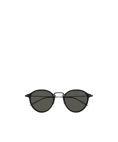 Montblanc Round-frame Sunglasses In Black