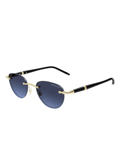 Montblanc Round Sunglasses In Gold
