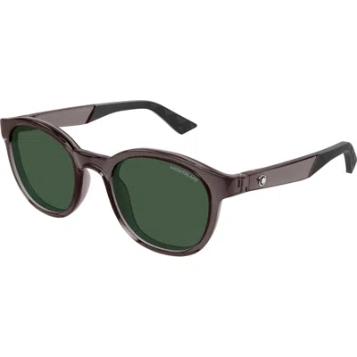 Montblanc Round Sunglasses In Grey/green