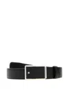Montblanc Reversible Leather Belt Buckle Rectangular Smooth Finish In Black
