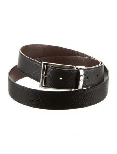 Pre-owned Montblanc Saffiano Leather Belt In Black