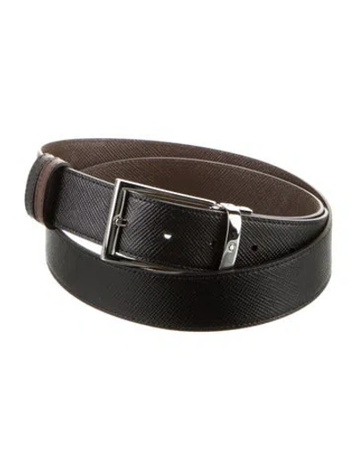 Pre-owned Montblanc Saffiano Leather Belt In Black