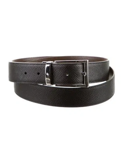 Pre-owned Montblanc Saffiano Leather Belt In Black