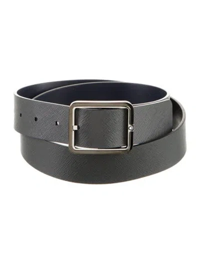 Pre-owned Montblanc Saffiano Leather Belt In Gray